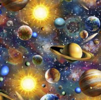 Planeten Weltall Astronomie Patchworkstoff